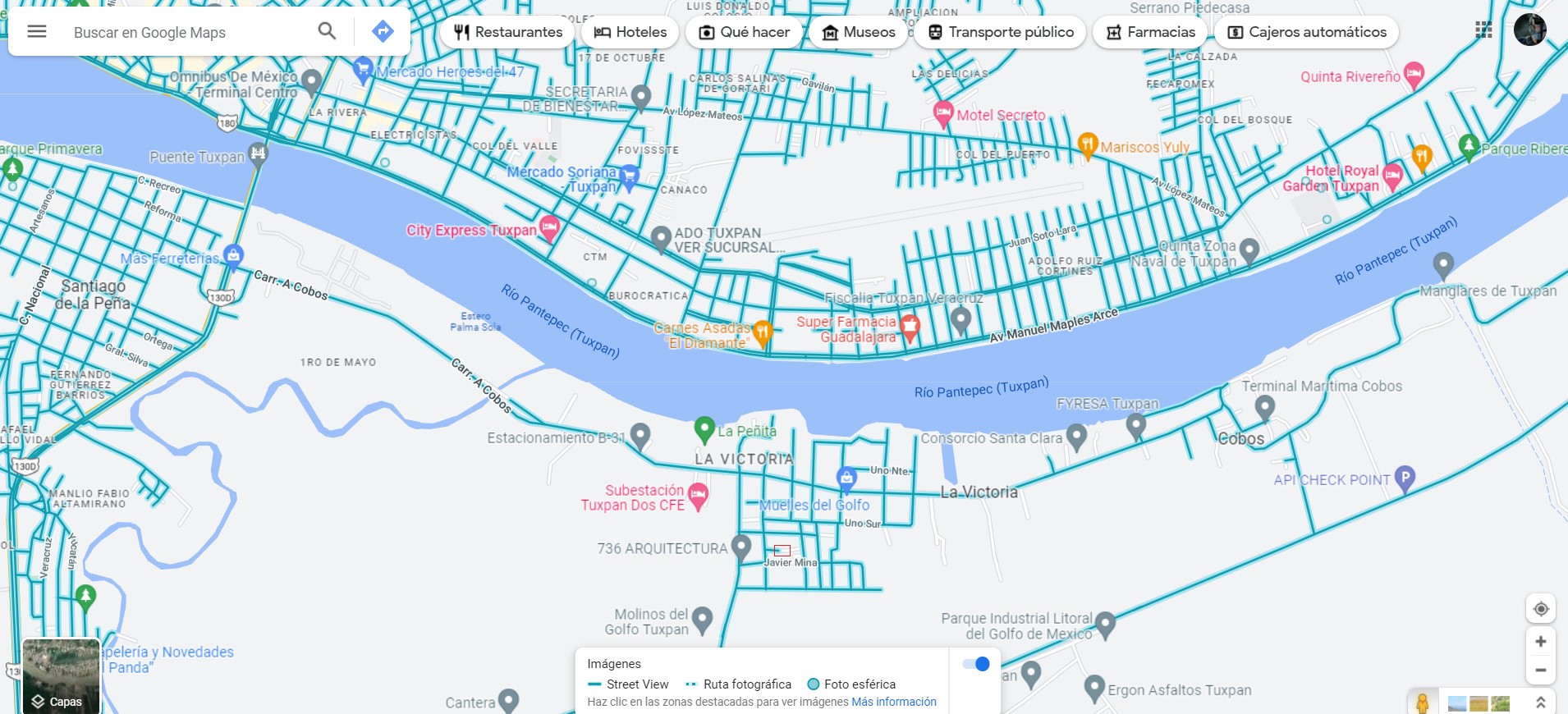 Mapa de la Congregación La Victoria mostrando la ubicación exacta del terreno en venta en Tuxpan, Veracruz.