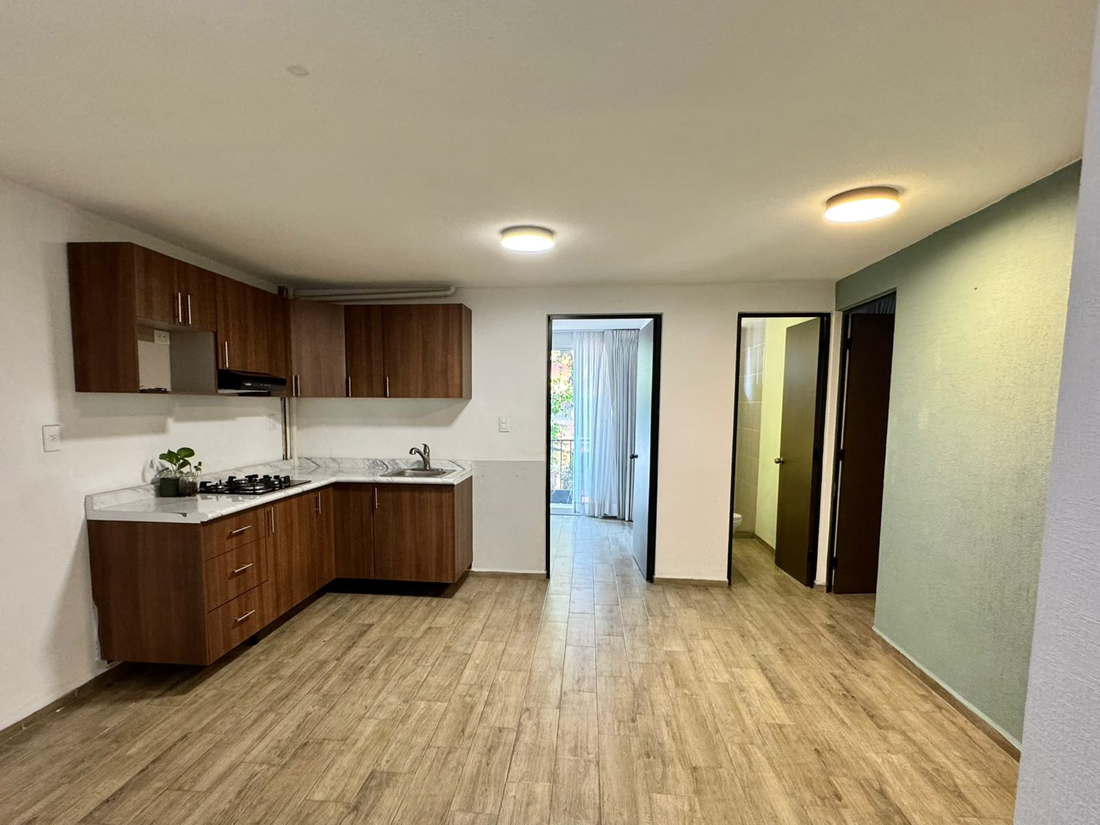 Cocina del departamento con estacionamiento en Cuauhtémoc, CDMX